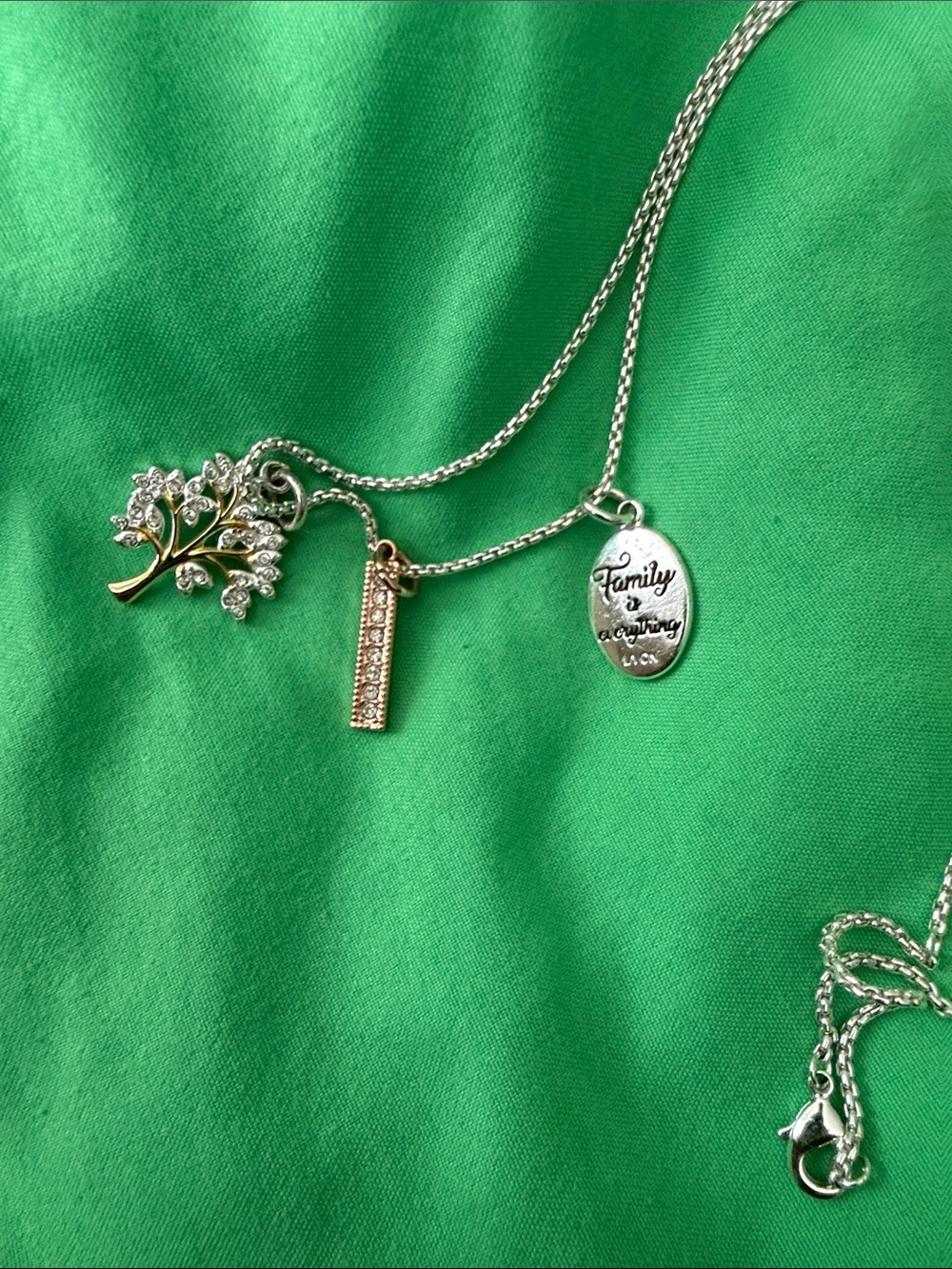 Family is Everything Tree Charm Necklace in Gold and Silver